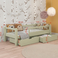 Adèle - Lit Junior en pin massif avec des tiroirs - dimensions