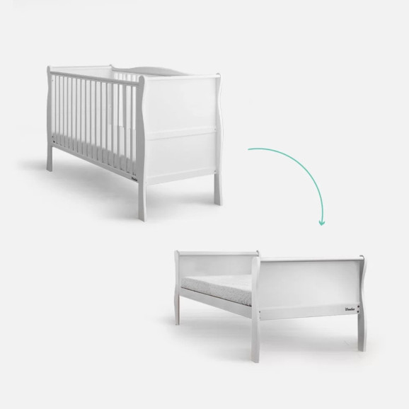 Lit bébé évolutif 70x140 cm blanc en pin massif – Noble Cot