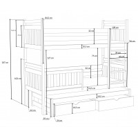 PITT - Lit superposé trois couchages dimensions