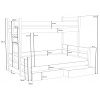 ALBI - Lit superposé trois couchages dimensions