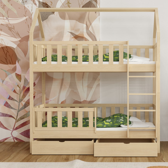 AURELY - Lit cabane superposé pour chambre enfant