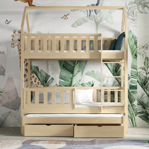 OTTIE - Lit cabane superposé trois couchages