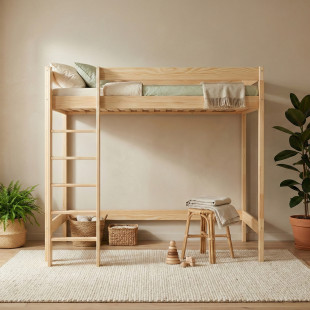 ALIX - Lit Mezzanine en bois hauteur 180 cm