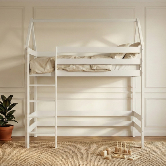 Lit mezzanine en bois avec échelle et design moderne