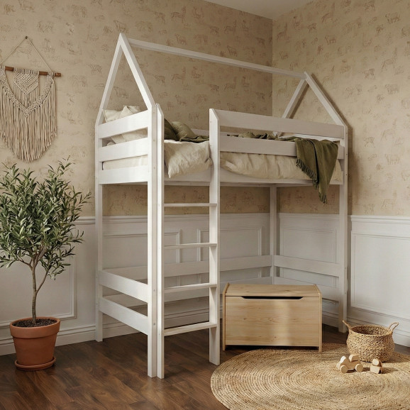 Lit mezzanine en bois avec échelle et design moderne