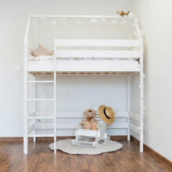 Lit mezzanine en bois avec échelle et design moderne