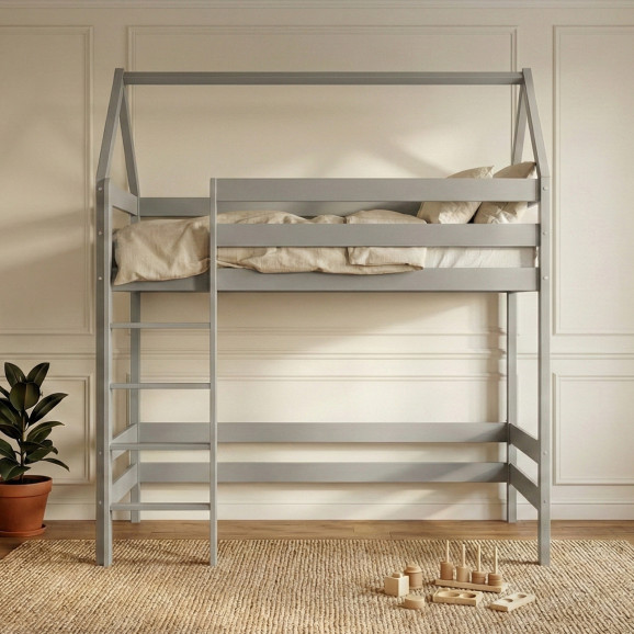 Lit mezzanine en bois avec échelle et design moderne