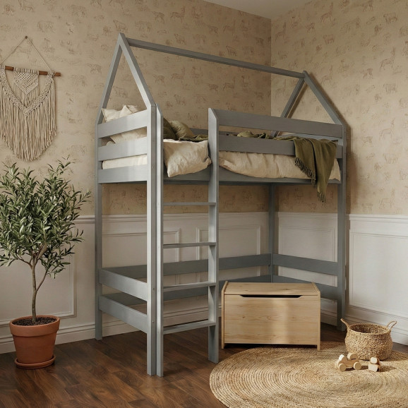 Lit mezzanine en bois avec échelle et design moderne
