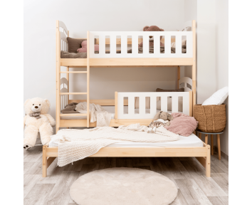 Lit superposé 3 ou 4 couchages  blanc et bois - PILOU