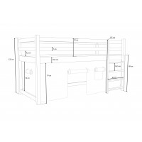 JACK - lit mezzanine avec rideau dimensions