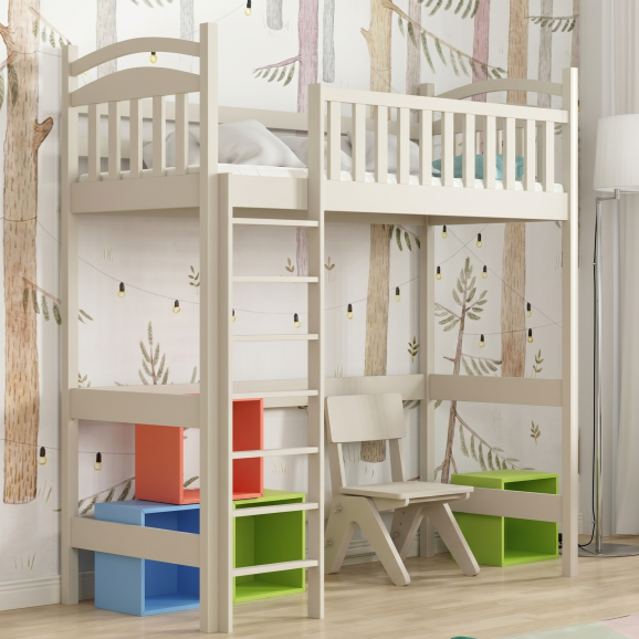 ANITA - Lit mezzanine - Pin massif