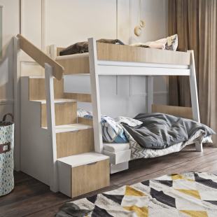 PARIS - Lit superposé 3 couchages avec escalier et grand lit