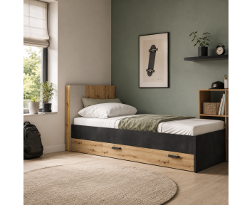 Lit enfant QUBIC 90x200 cm avec tiroirs et LED