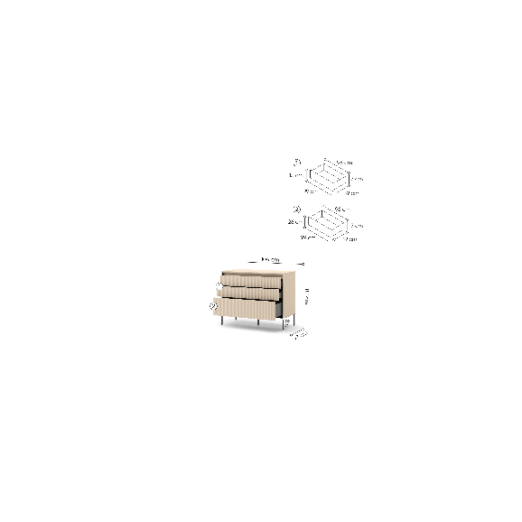 TALYA - Commode  beige sable pour la chambre adulte - dimensions