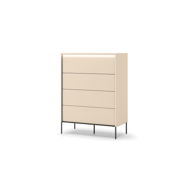 TALYA - Commode  beige sable avec 4 tiroirs pour la chambre adulte