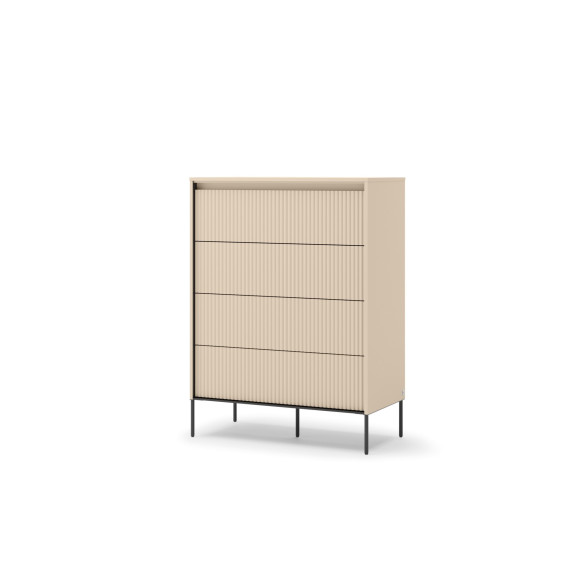 TALYA - Commode  beige sable avec 4 tiroirs pour la chambre adulte
