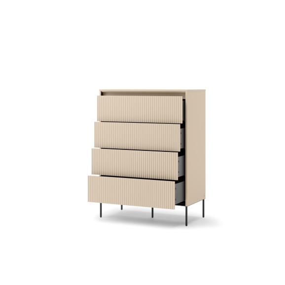 TALYA - Commode  beige sable avec 4 tiroirs pour la chambre adulte