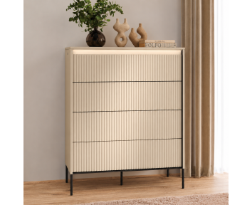 TALYA - Commode  beige sable avec 4 tiroirs pour la chambre adulte