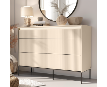 TALYA - Commode en 130 cm beige sable pour la chambre adulte