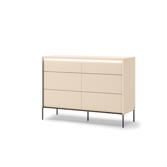TALYA - Commode en 130 cm beige sable pour la chambre adulte