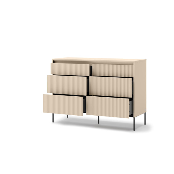 TALYA - Commode en 130 cm beige sable pour la chambre adulte