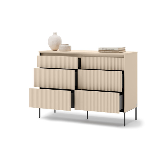 TALYA - Commode en 130 cm beige sable pour la chambre adulte
