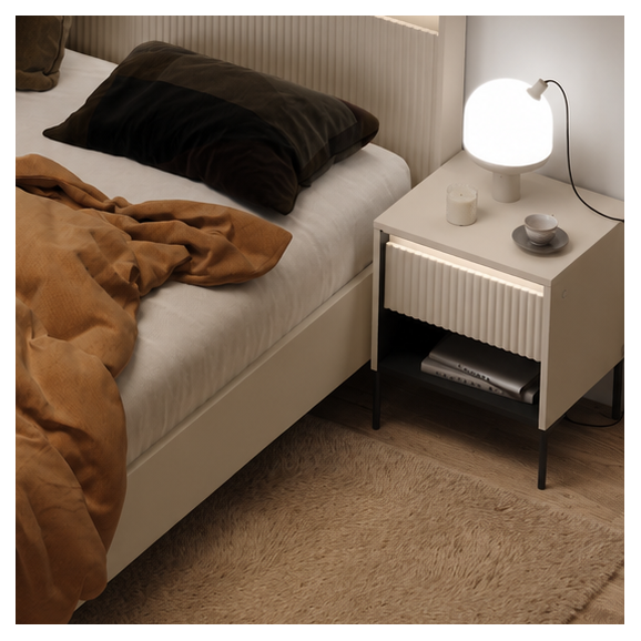 TALYA - chevet beige pour chambre adulte