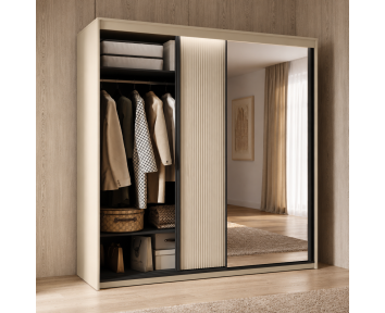TALYA - armoire coulissante beige pour chambre adulte