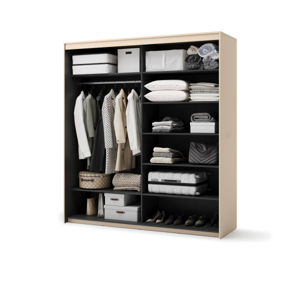 TALYA - armoire coulissante beige pour chambre adulte