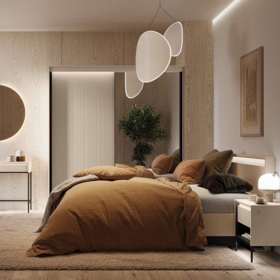 TALYA - Coiffeuse beige pour chambre adulte