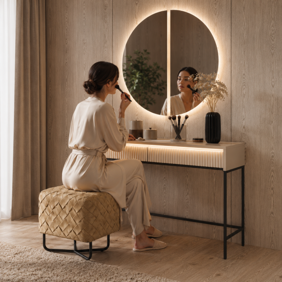 TALYA - Coiffeuse beige pour chambre adulte