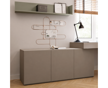 Commode 3 portes couleur champagne