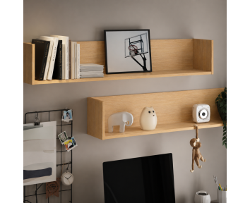 Lot de 2 étagères murales couleur chêne