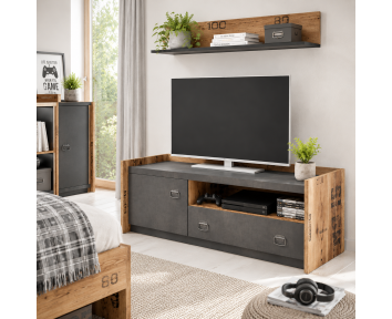 Meuble TV design métal et bois pour chambre ado style industriel