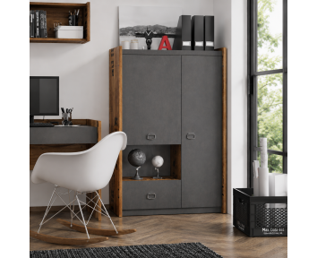 Petite armoire design métal et bois style industriel
