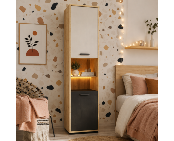 Qubic - Bibliothèque fermée haute avec éclairage LED pour chambre ado