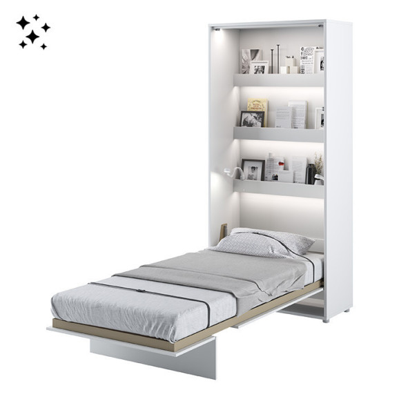 Bed Concept Lit escamotable vertical en blanc brillant et en 5 dimensions