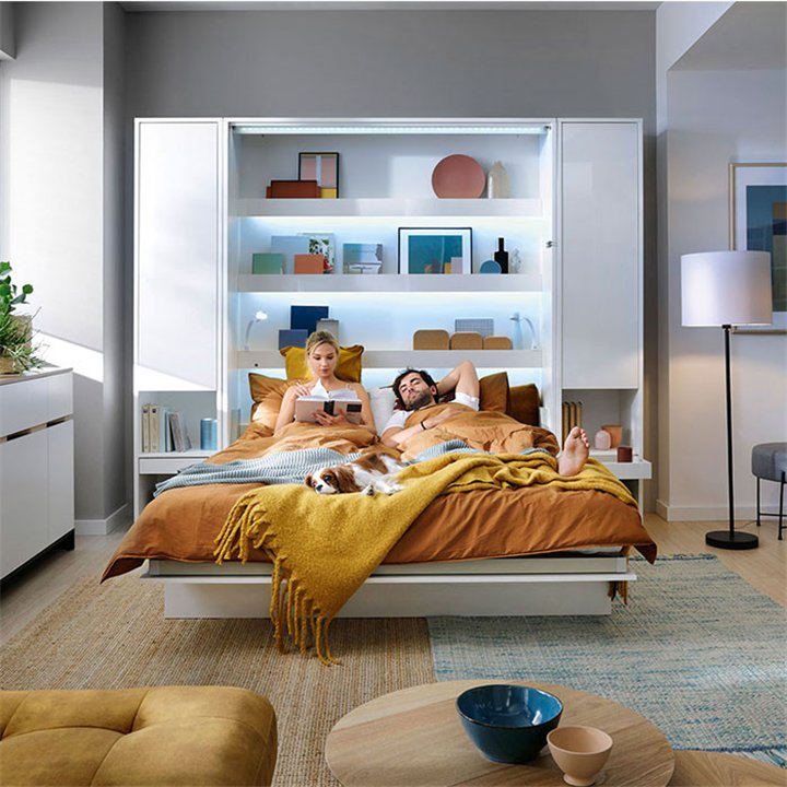 Bed Concept Lit escamotable vertical en blanc mat et en 5 dimensions