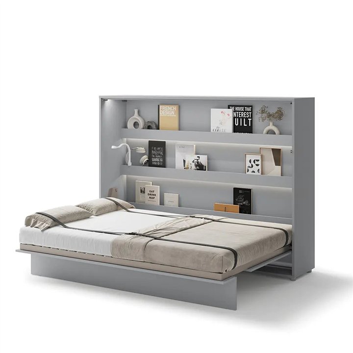 BED CONCEPT - Lit escamotable en blanc mat horizontal avec rangements intégrés