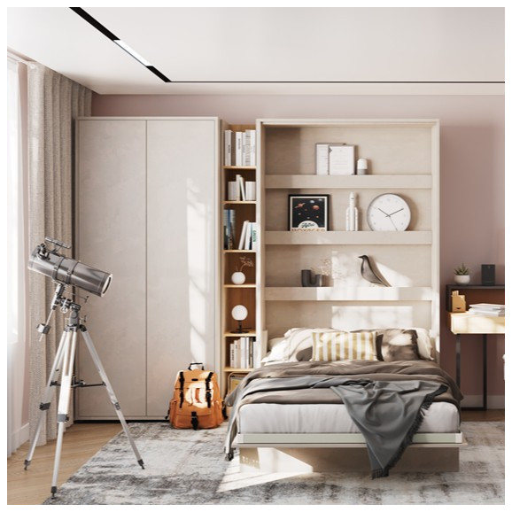Lit escamotable enfant 120x200 gris clair avec éclairage