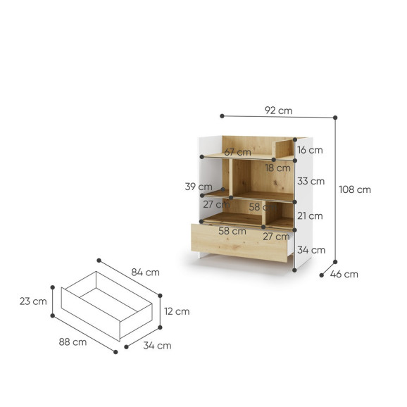 BED CONCEPT - Etagère pour lit horizontal BC-06 en 90 cm de largeur