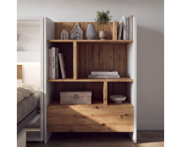 Bed Concepte étagère blanc et chêne artisan