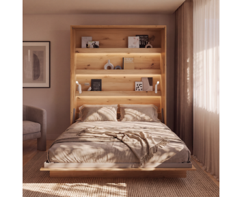 Bed Concept - Lit escamotable vertical en chêne artisan