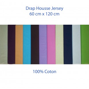 Drap housse en jersey pour lit bébé 60x120cm - 11 couleurs disponibles