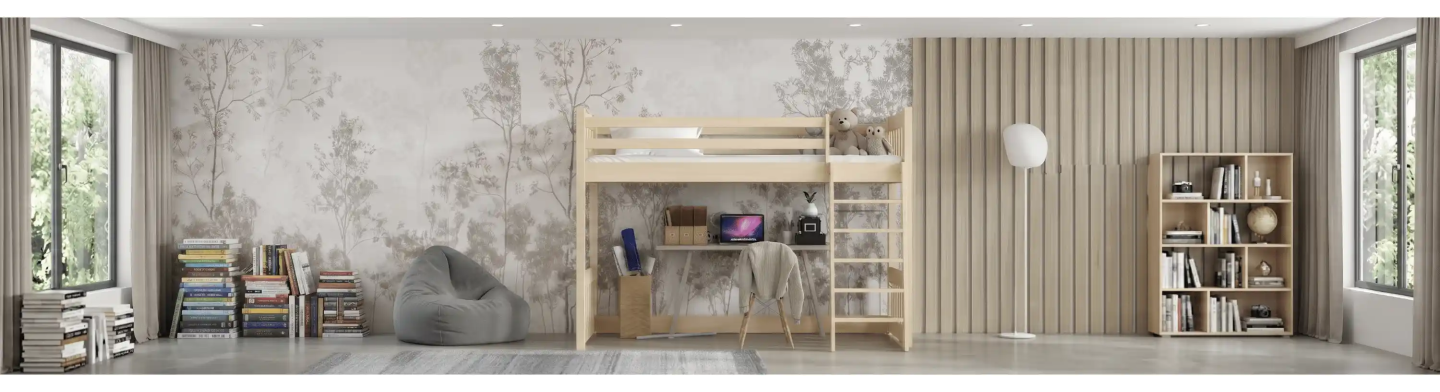 Lits Mezzanine Enfant & Ado : Bois Massif & Bureau | Petite Chambre