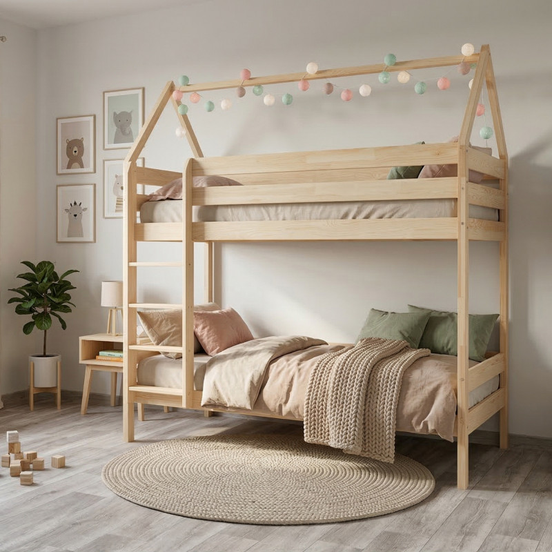 Lit superposé cabane pour chambre d'enfant