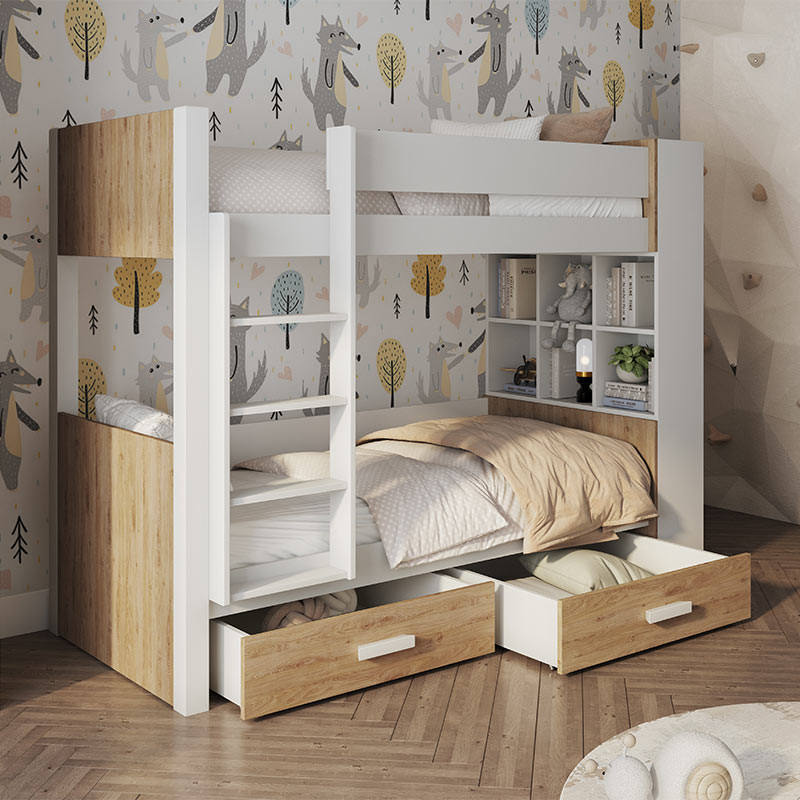 Lit superposé bicolore pour chambre d'enfant