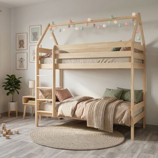 Lit superposé cabane pour chambre d'enfant