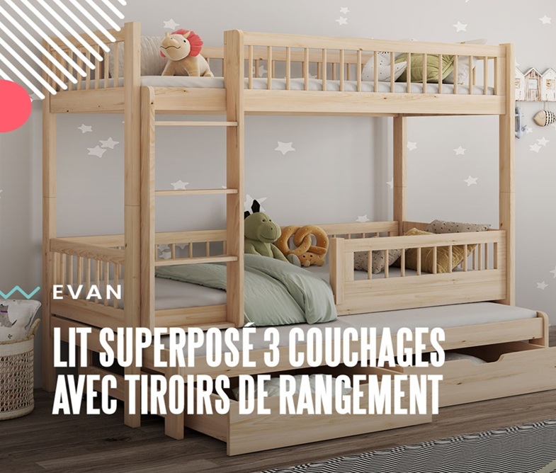 Lit EVAN 3 couchages 