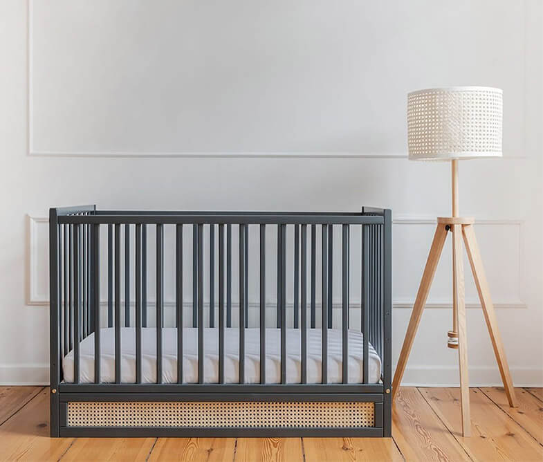 Lit bébé BOHO design anthracite dimension 120x60 cm avec tiroir